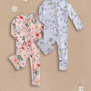 2 pcs POSHTOT Bamboo Fiber Baby Pajamas Jumpsuit